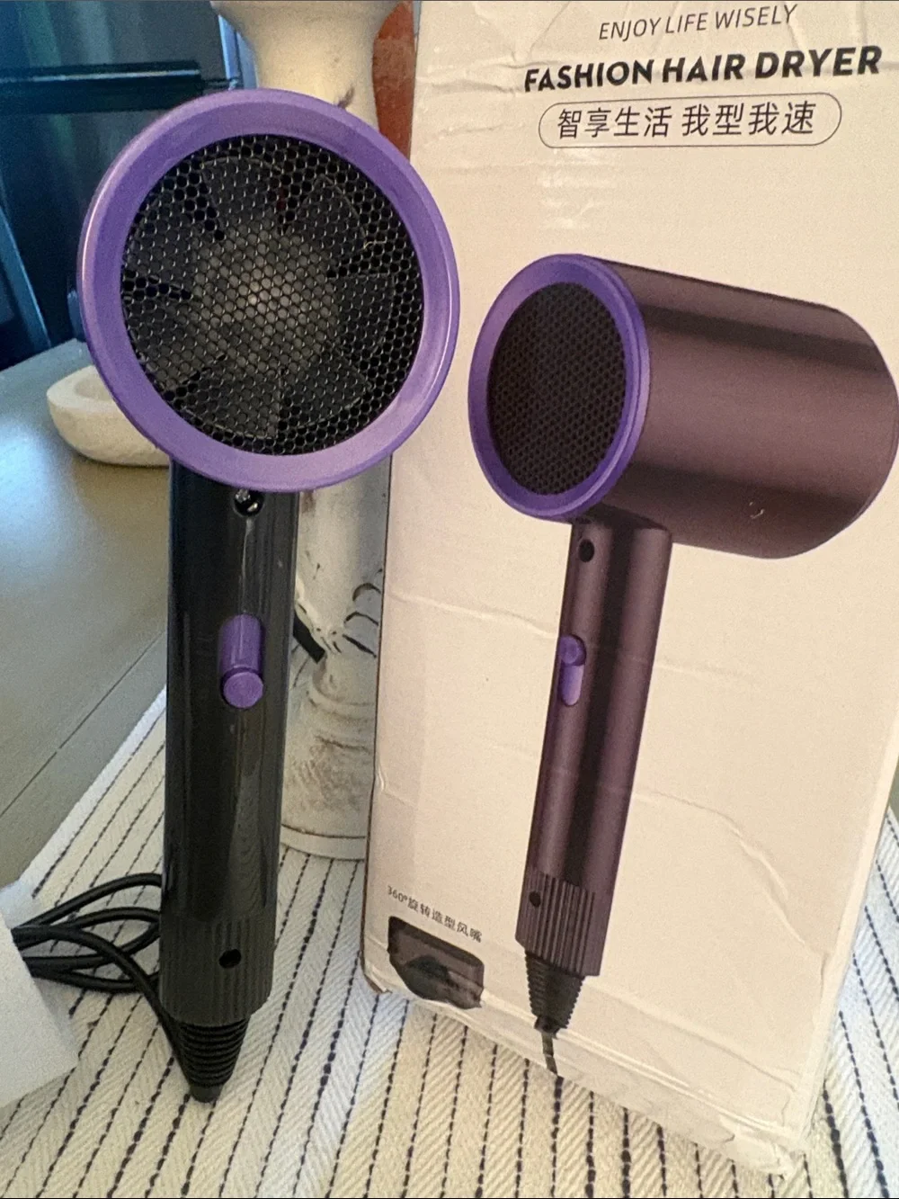Fashion to Figure Black Hair Dryer with Purple Trim